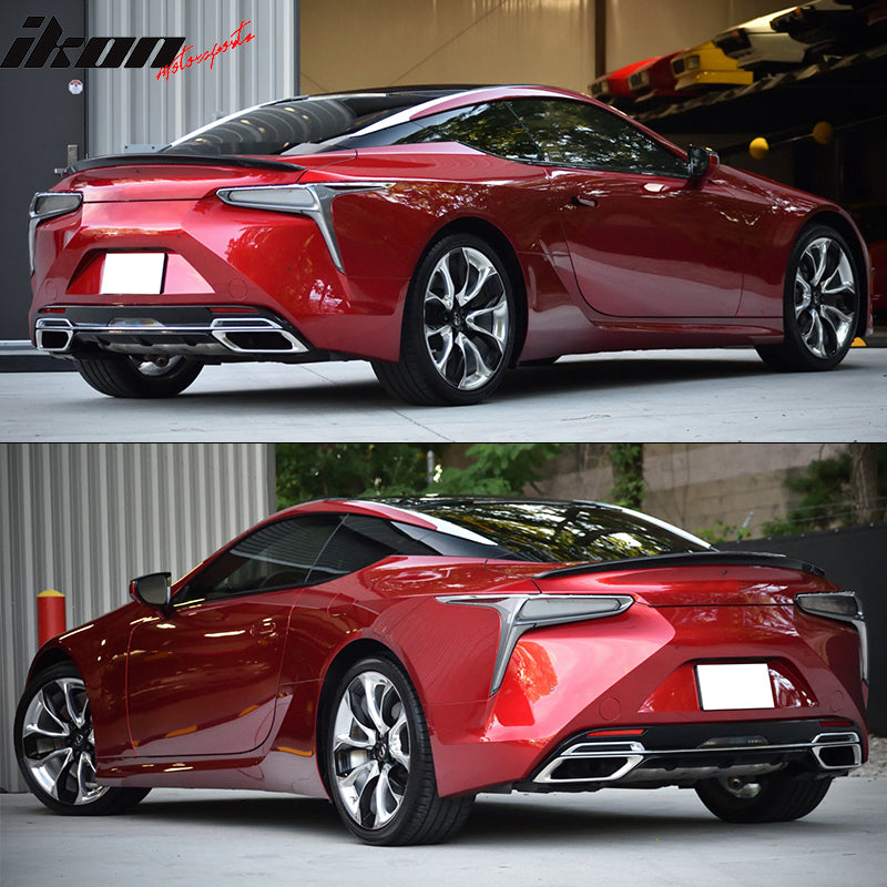 Trunk Spoiler Compatible With 2018-2021 Lexus LC500 LC500H, Factory Style ABS Unpainted Black Flush Mount Trunk Spoiler Wing Deck Boot Lid By IKON MOTORSPORTS