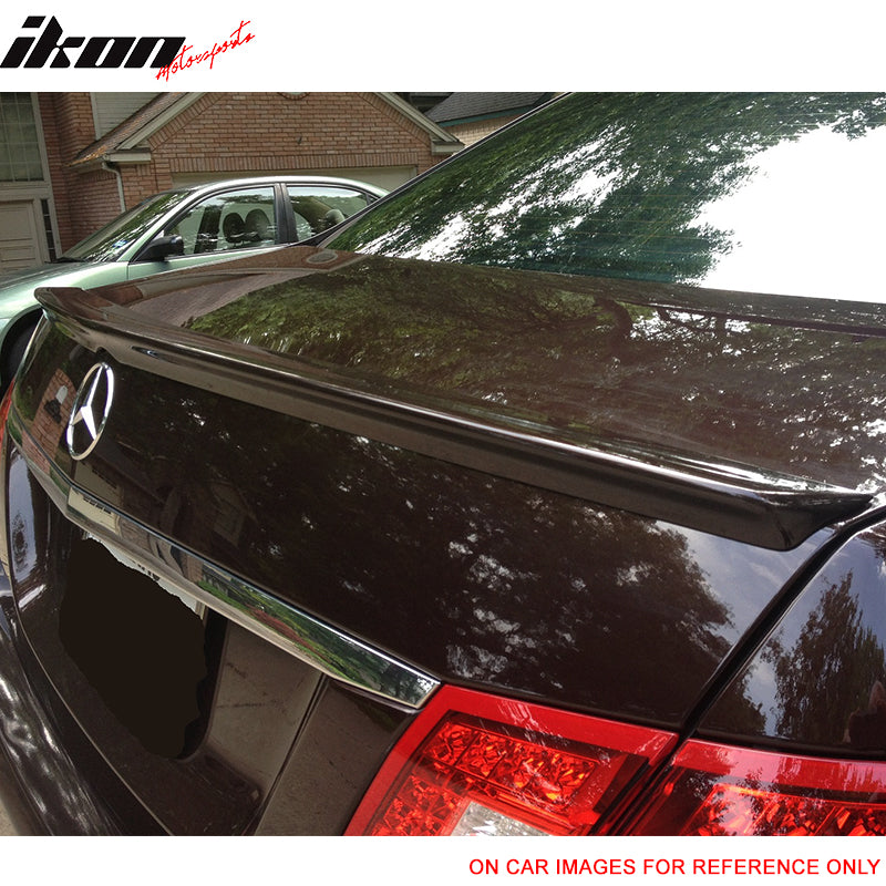 Pre-painted Trunk Spoiler Compatible With 2010-2016 Mercedes Benz W212 E Class, A Style ABS Painted Matte Black Trunk Boot Lip Spoiler Wing Deck Lid By IKON MOTORSPORTS, 2011 2012 2013 2014 2015