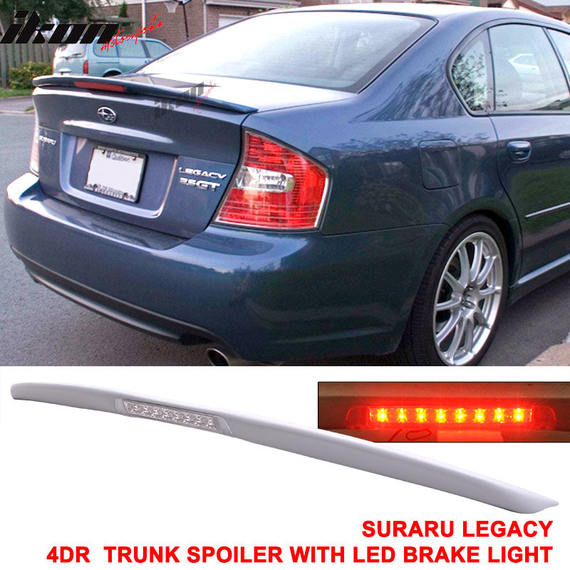 05-09 Subaru Legacy Sedan Black Rear Spoiler Wing LED Brake Light FRP