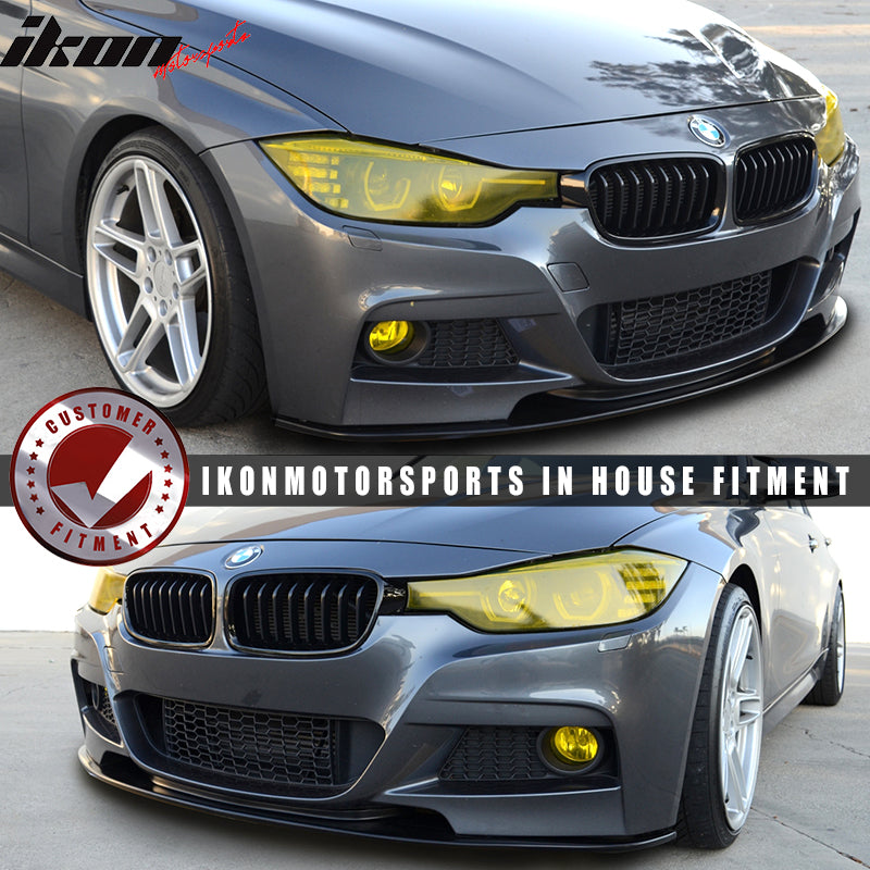 Front Bumper Lip Compatible With 2012-2018 BMW F30 3-SERIES, DP Style PU Black Front Lip Spoiler Splitter by IKON MOTORSPORTS, 2013 2014 2015