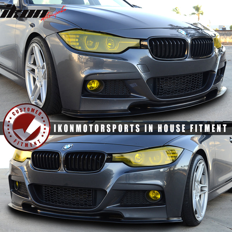 Front Bumper Lip Compatible With 2012-2018 BMW F30 3-SERIES, VR Style PU Black Front Lip Spoiler Splitter by IKON MOTORSPORTS, 2013 2014 2015