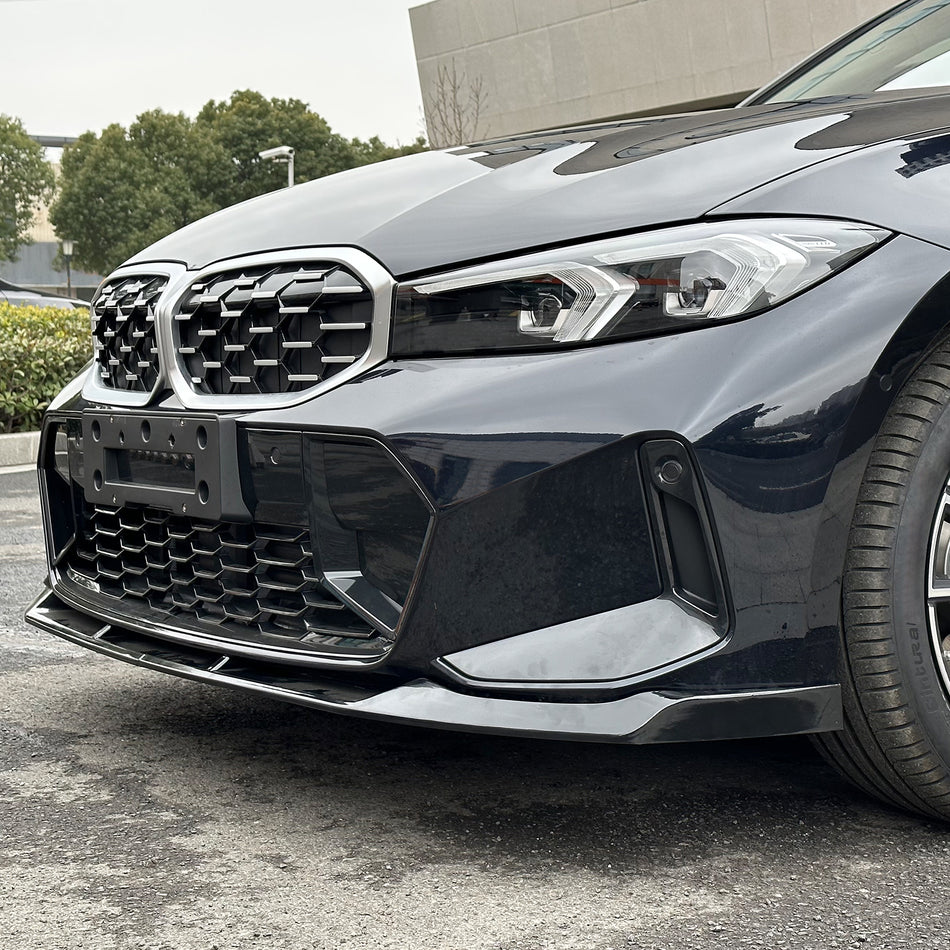 IKON MOTORSPRTS, Front Bumper Lip Compatible With 2023+ BMW G20 3 Series with M Sport Bumper M340i, M Performance Style 2PC