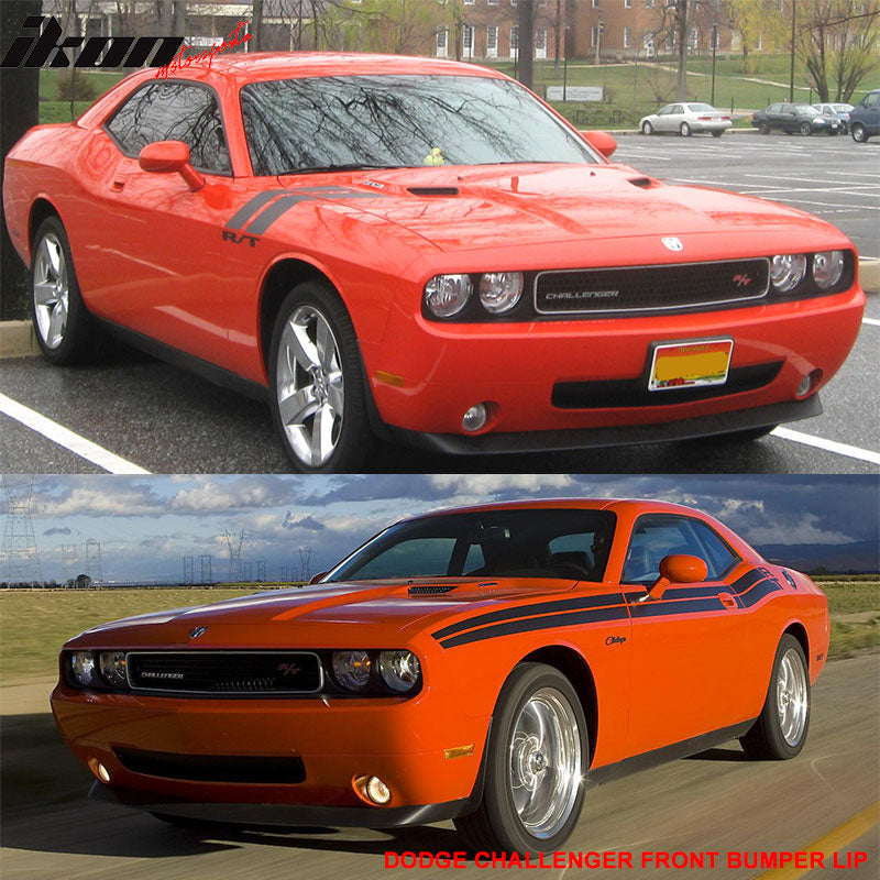 Front Bumper Lip Compatible With 2008-2010 Dodge Challenger, MDP Style Black PU Front Lip Finisher Under Chin Spoiler Add On by IKON MOTORSPORTS, 2009