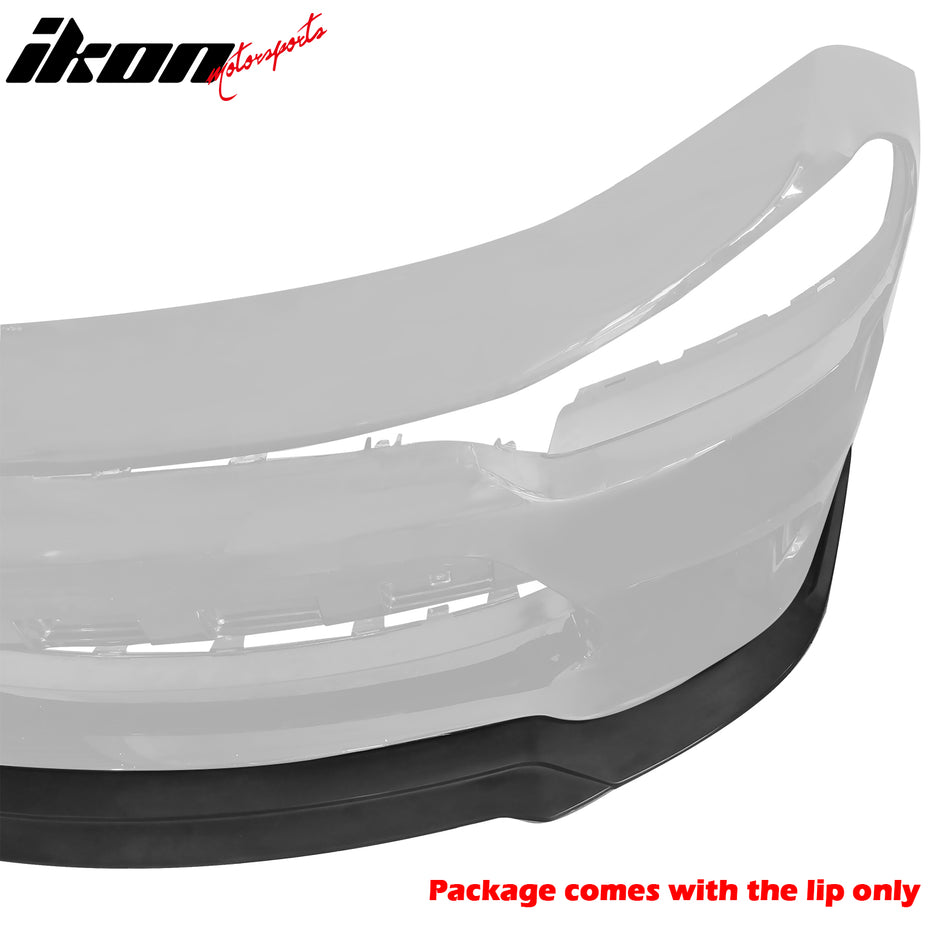 IKON MOTORSPORTS Front Bumper Lip, Compatible with 2015-2022 Dodge Charger SRT & Scat Pack, Extreme Style Unpainted Black PU Polyurethane Air Dam Chin Spoiler Protector Splitter