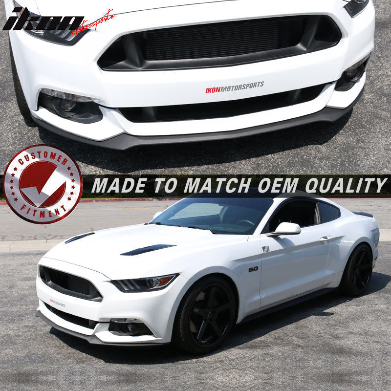 Front Bumper Lip Compatible With 2015-2017 Ford Mustang, Factory Style Front Bumper Lip Spoiler Poly Urethane PU Unpainted by IKON MOTORSPORTS, 2016