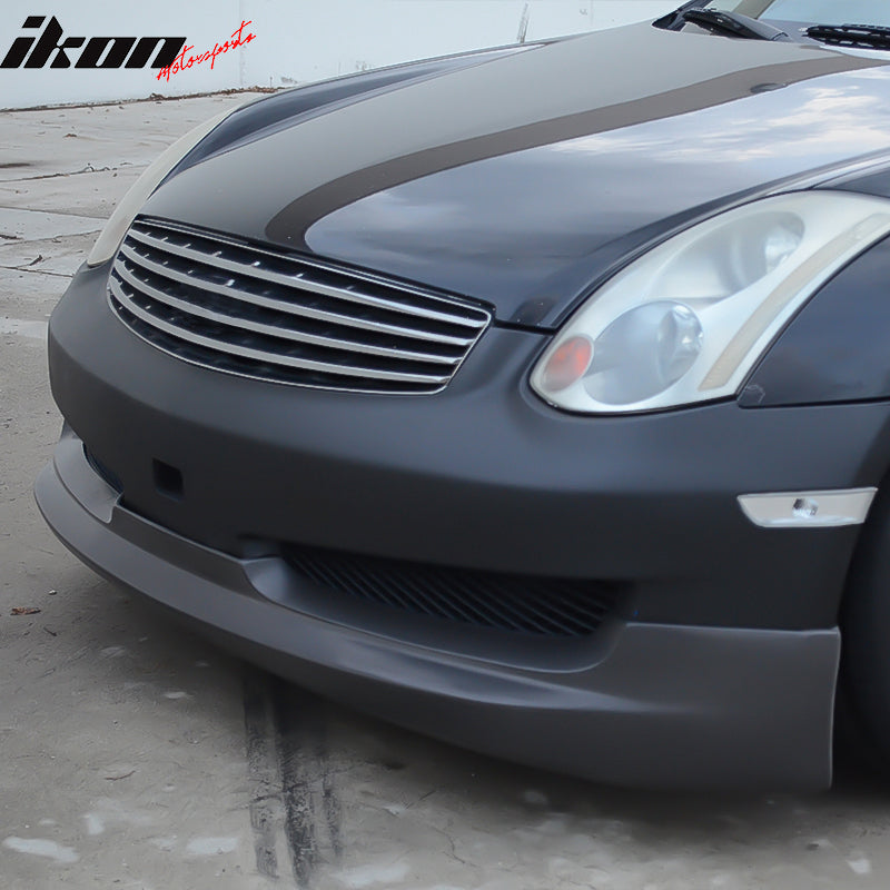 Front Bumper Lip Compatible With 2006-2007 Infiniti G35, G Style Polyurethane (PU) Unpainted Black Spoiler Splitter Valance Fascia Cover Guard Protection Conversion by IKON MOTORSPORTS