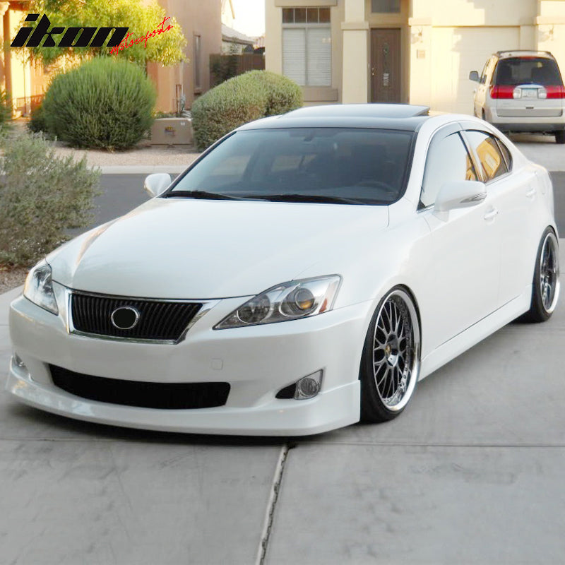 Front Bumper Lip Compatible With 2009-2010 Lexus IS250 IS350, V Style Black Pu Urethane Sedan Lip Bodykit Protector Air Dam Chin Add On by IKON MOTORSPORTS