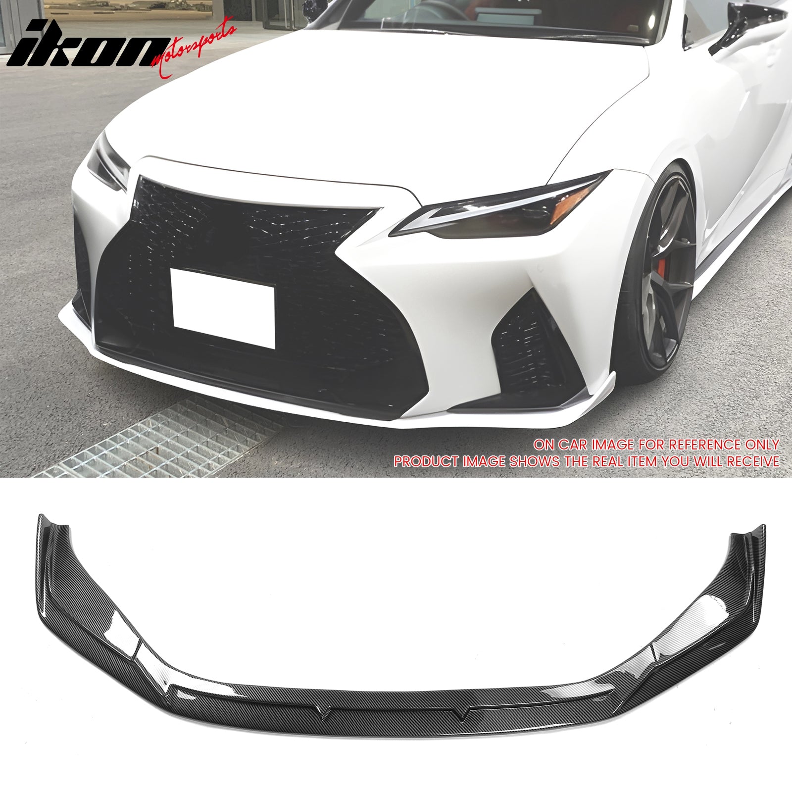 IKON MOTORSPORTS Front Bumper Lip, Compatible with 2021-2024 Lexus IS350  IS300 F Sport, IKON V2 Style ABS Plastic Air Dam Chin Spoiler Protector