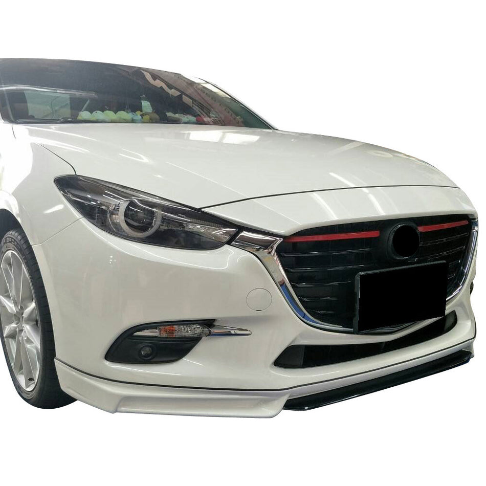 IKON MOTORSPORTS, Front Lip Compatible With 2017-2018 Mazda 3, MK Style Painted ABS Plastic Air Dam Chin Front Lip Splitter Spoiler