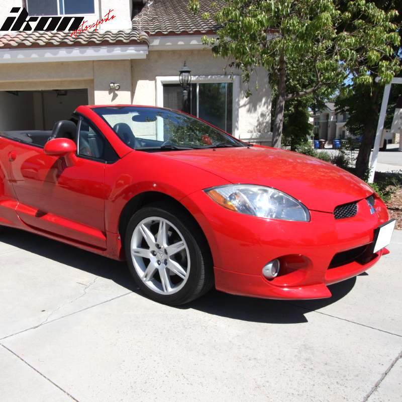 Front Bumper Lip Compatible With 2006-2008 Mitsubishi Eclipse, Factory Style Black PU Front Lip Finisher Under Chin Spoiler Add On by IKON MOTORSPORTS, 2007