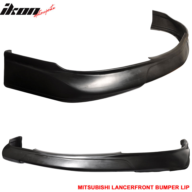 Front Bumper Lip Compatible With 2004-2007 MITSUBISHI LANCER, Ralli Style PU - Poly Urethane Unpainted Black Guard Protection Finisher Under Chin Spoiler by IKON MOTORSPORTS, 2005 2006