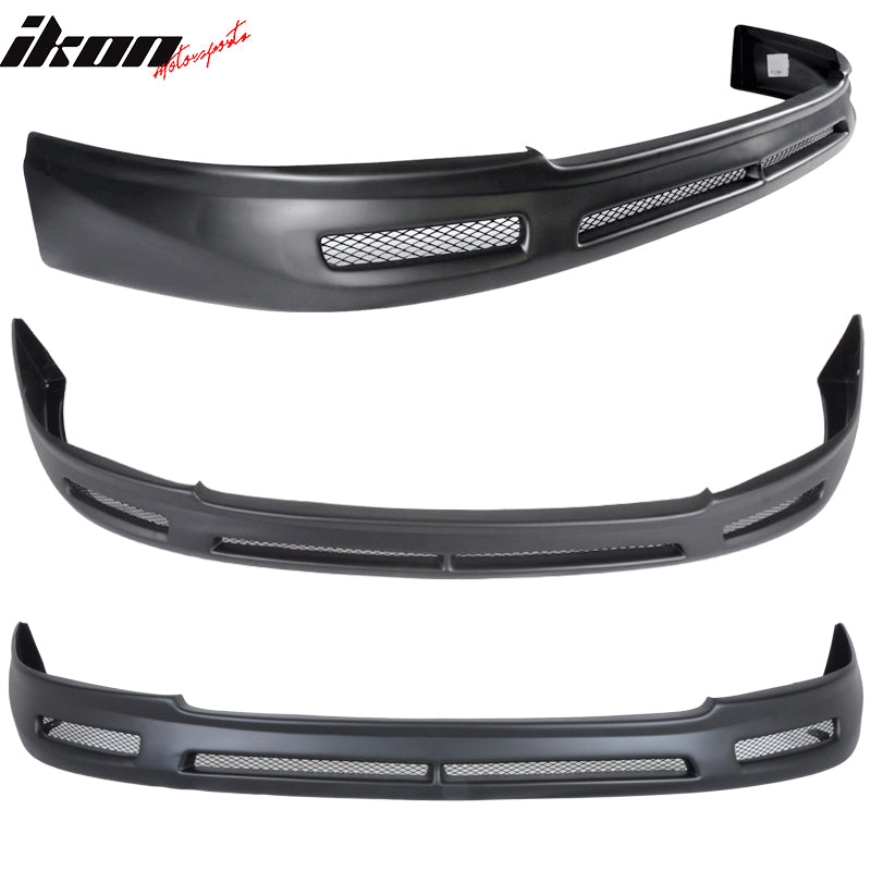 Front Bumper Lip Compatible With 2008-2015 MITSUBISHI LANCER, B Style PP Black Front Lip Spoiler Splitter Air Dam Chin Diffuser Add On by IKON MOTORSPORTS, 2009 2010 2011 2012 2013 2014