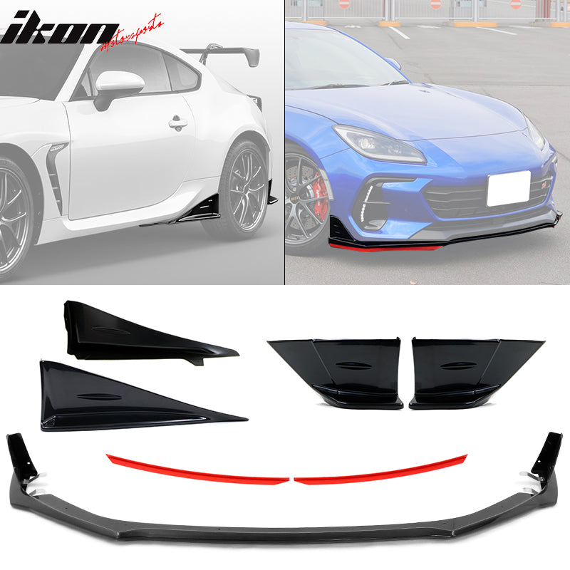 2022-2024 Subaru BRZ STI Style Red Front Lip Cover Side Strake ABS