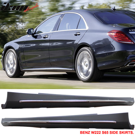 Fits 14-17 Benz W222 S Class PDC Front + Rear Bumper Cover + Side Skirts 2PC PP