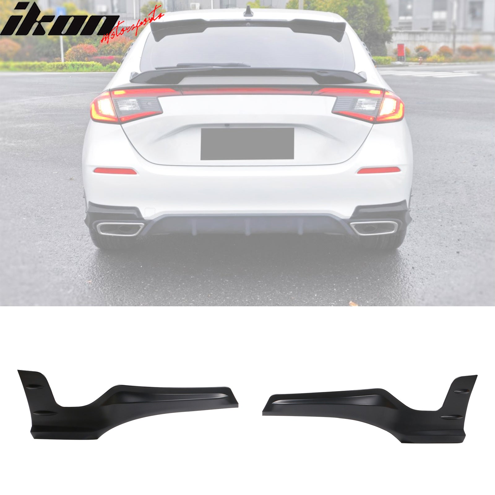 Cuztomtuning Gloss Black Rear Bumper Extensions – For 2022-2025 Civic Hatchback (MU Style)