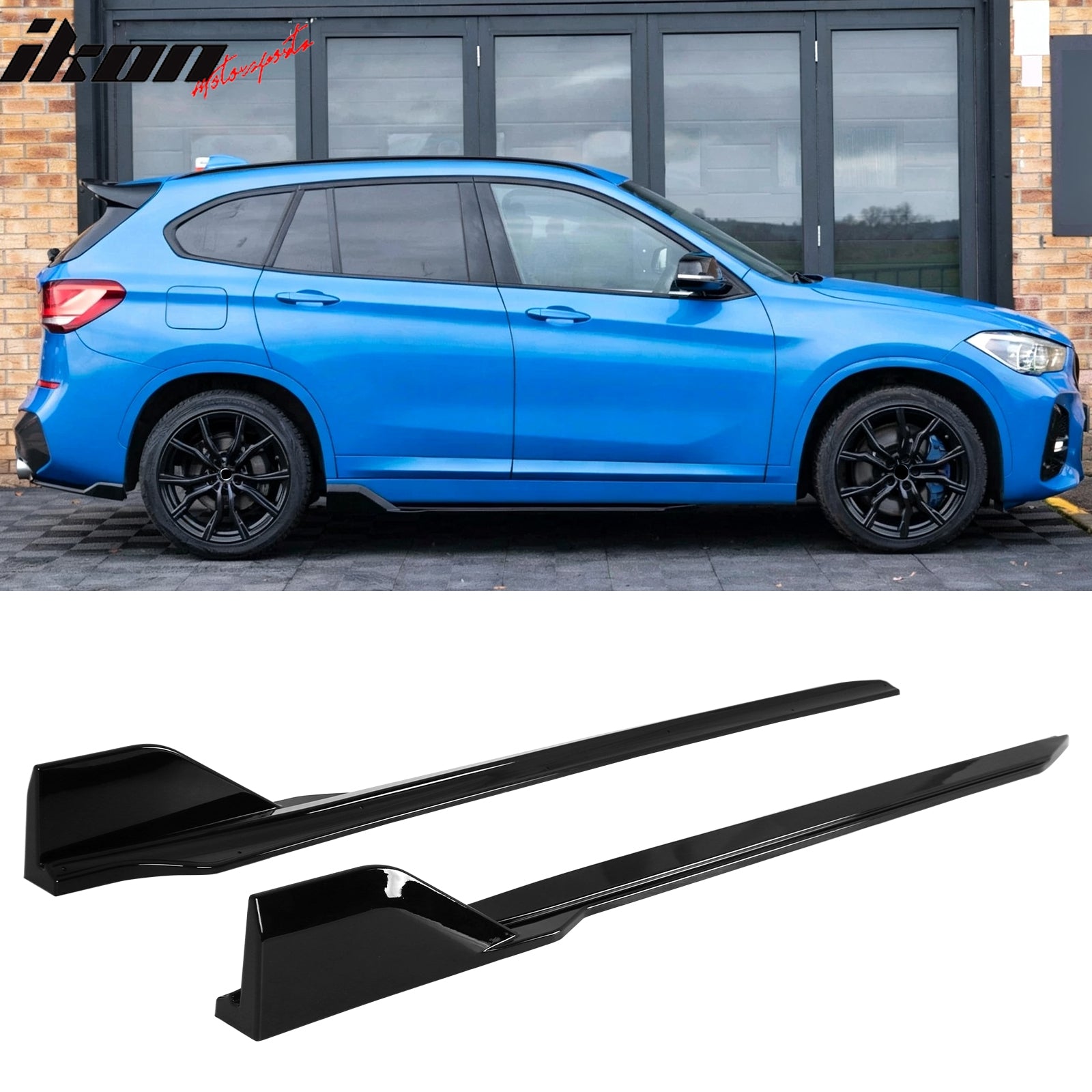 Fits 16-22 BMW F48 X1 M Sport IKON Style Side Skirts Extension ABS