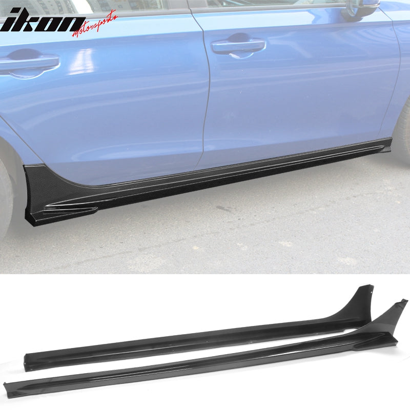 IKON MOTORSPORTS, Side Skirts Compatible With 2022 Honda Civic 11th Gen Sedan 4-Door, PP Side Skirts Extension Rocker Panels Added on Bodykit Replacement 2PCS