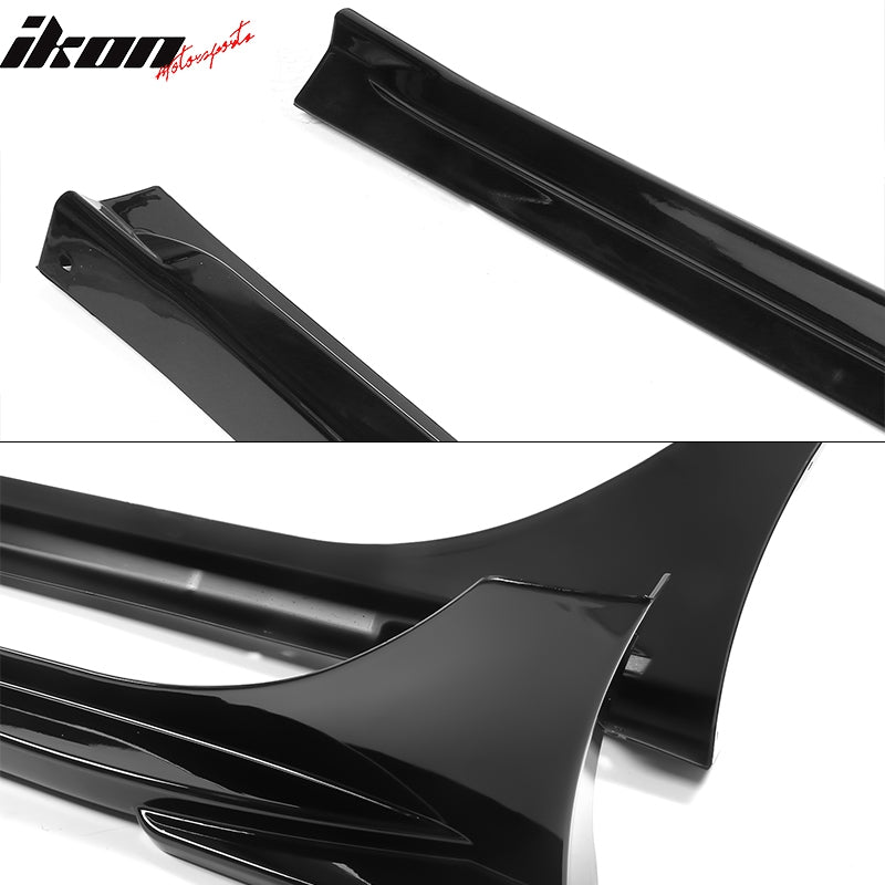 IKON MOTORSPORTS, Side Skirts Compatible With 2022 Honda Civic 11th Gen Sedan 4-Door, PP Side Skirts Extension Rocker Panels Added on Bodykit Replacement 2PCS