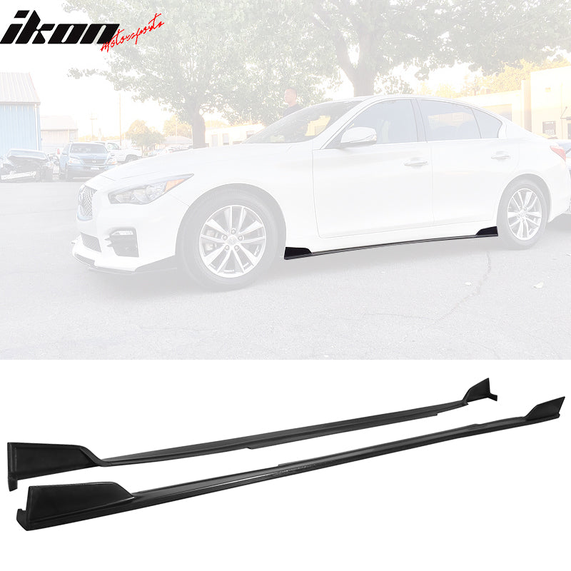 2014-2023 Infiniti Q50 ST Style Black Side Skirts Rocker Pannel PU