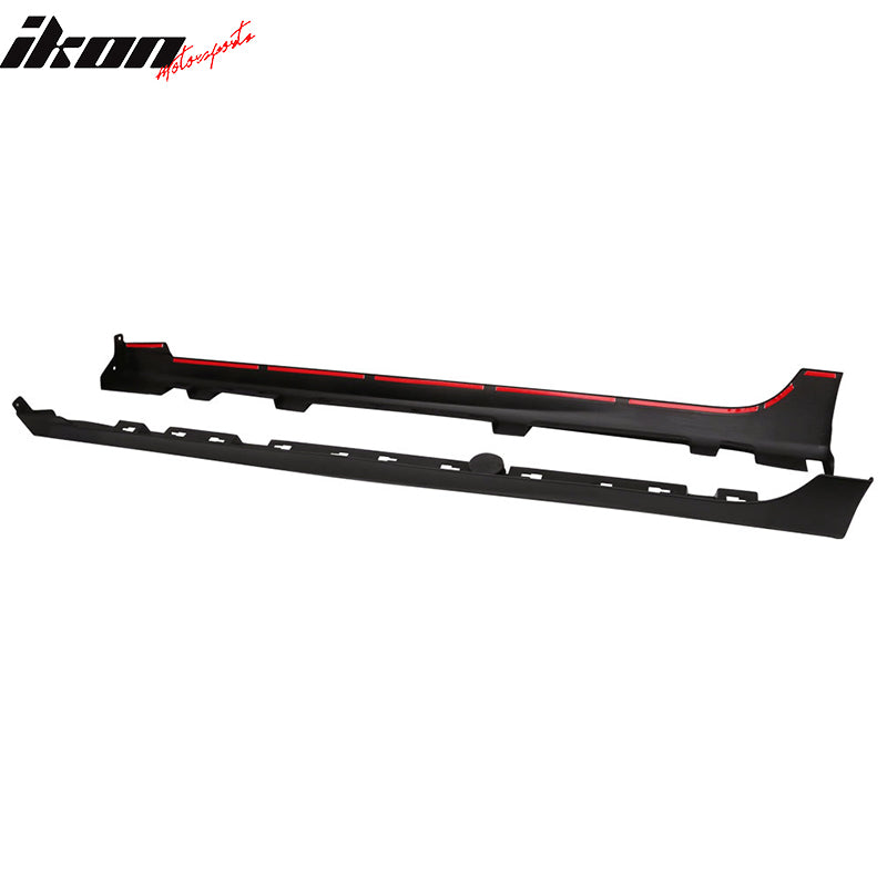 Side Skirts Compatible With 2014-2018 Mazda 3, MP Style Unpainted Black Polypropylene - PP Step Extension Lip Splitters By IKON MOTORSPORTS, 2015 2016 2017
