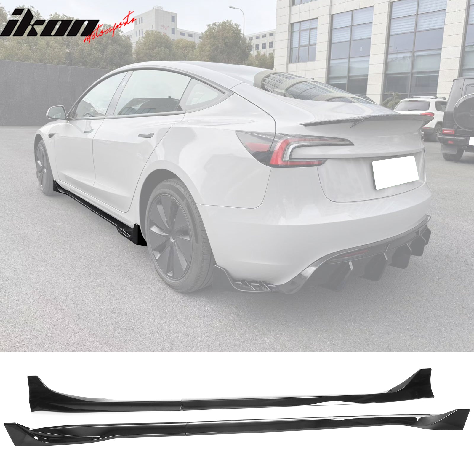 IKON MOTORSPORTS, Side Skirts Extention Compatible with 2024 Tesla