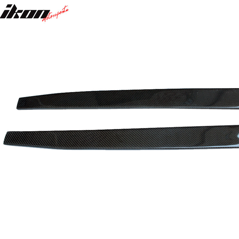 Fits Universal 85.5 In Side Skirt Extension Flat Bottom Line Lip Carbon CF Pair