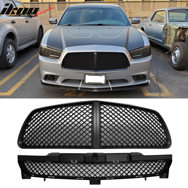 Fits 05-09 10 Dodge Charger Unpainted Black Mesh Hood Grill Grille ABW Fits 05-09 10 Dodge Charger Unpainted Black Mesh Hood Grill Grille ABW
