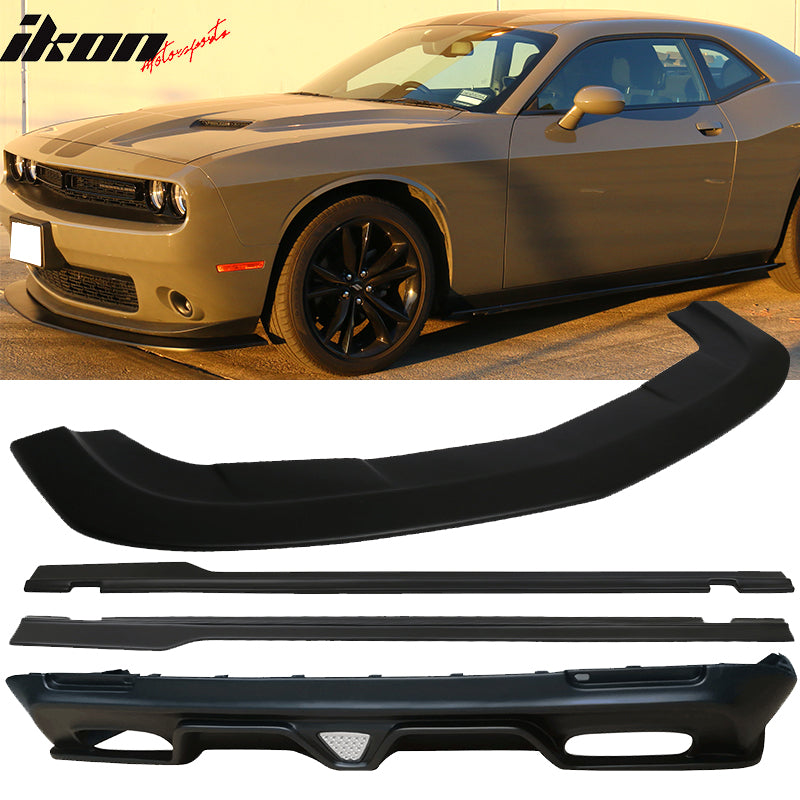 HDC Autosports Painted Black Front Bumper Lip – Fits 2015-2023 Dodge Challenger SXT – 3-Piece Kit
