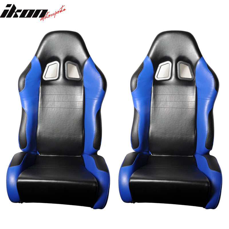 One Pair of Racing Seats Black Blue w/ Slider