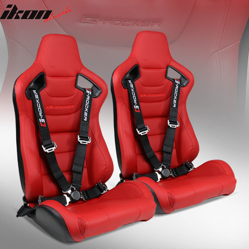 Universal Red Racing Seat with Dual Slider Cam-lock Racing Belt PU