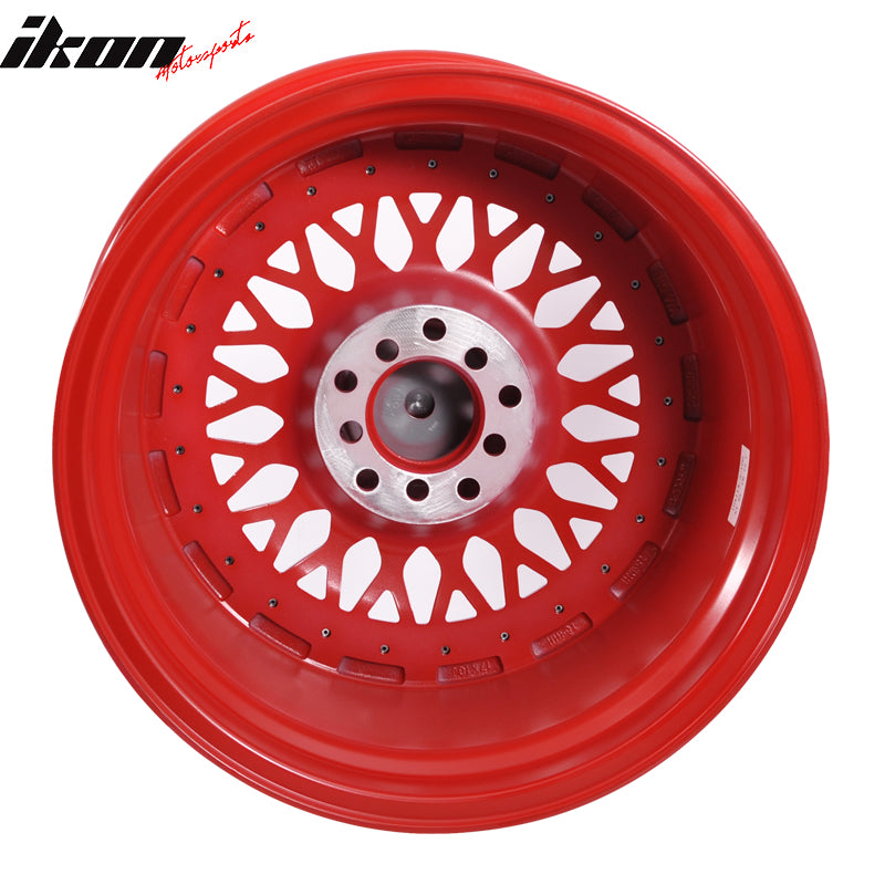 (2) 17X10 +30 5X100 / 5X114.3 Step Lip Deep Dish Mesh Wheels Rims Kit - Red