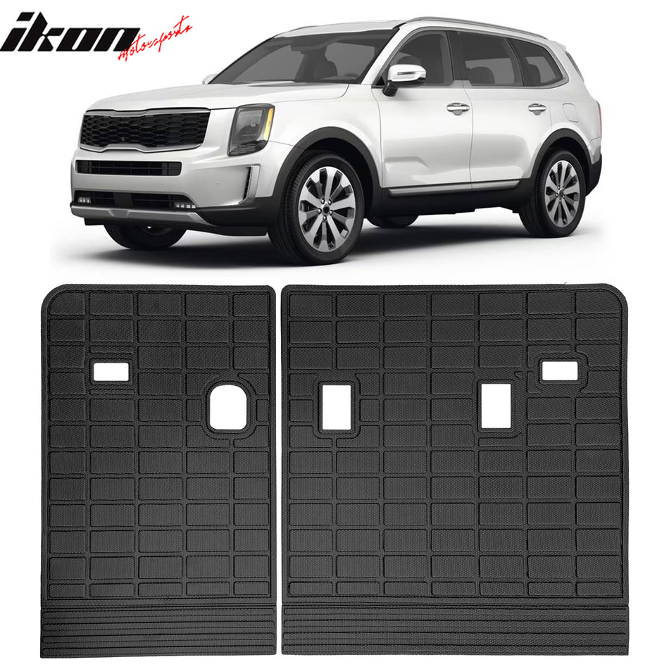 IKON MOTORSPORTS TPE Cargo Trunk Liner & Backrest Mats, Compatible with 2020-2024 Kia Telluride, Custom Fit All Weather Protection Heavy Duty Rear Trunk Tray Cargo Mats Protector, Black