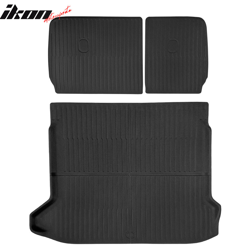 IKON MOTORSPORTS XPE Cargo Trunk Liner + Backrest Mats Cover, Compatible with 2022-2024 Hyundai Ioniq 5, Custom Fit All Weather Protection Heavy Duty Rear Trunk Tray Cargo Mats Protector, Black