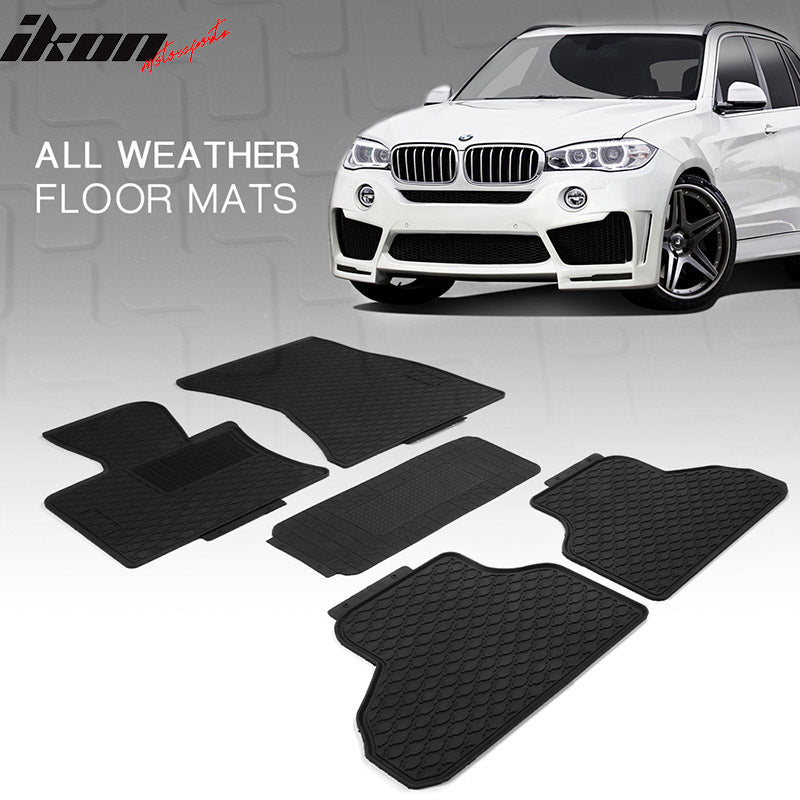 Car Floor Mat for 2014-18 BMW F15 X5 Black Latex Front Second Row 5PC