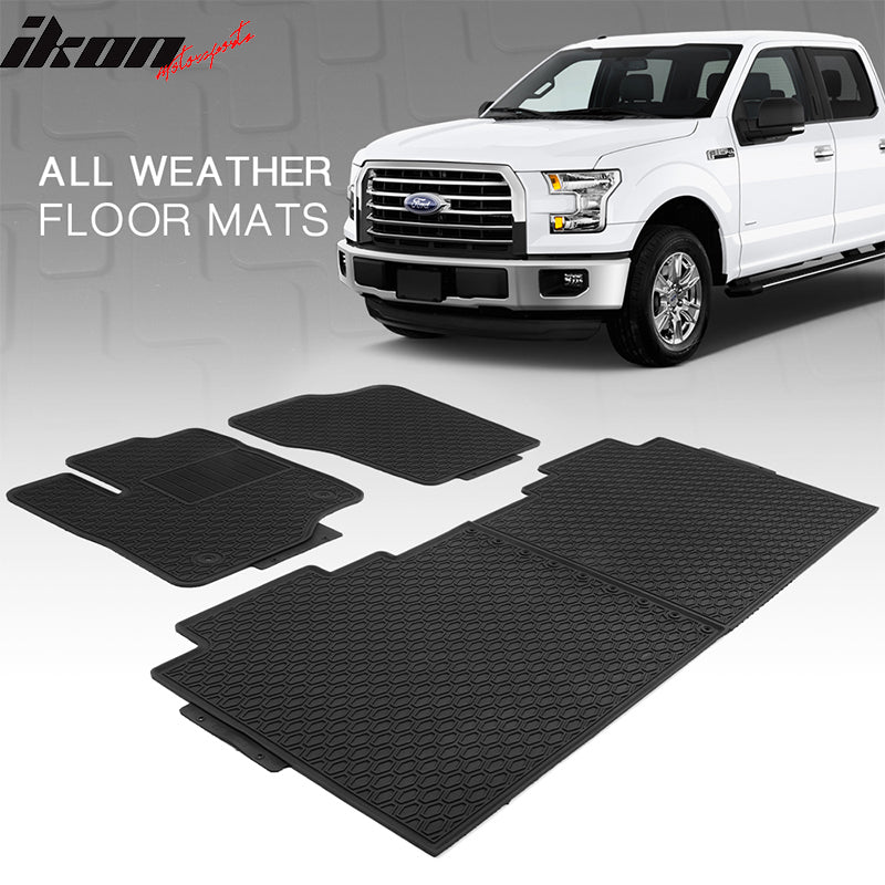 2015-2023 Ford F-150 Crew Cab Latex Floor Mats All Weather Carpet