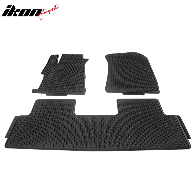 Autop2023 3D All-Weather TPE Floor Mats For 2012-2015 Honda Civic Sedan (3-Piece Set, Front & Rear)