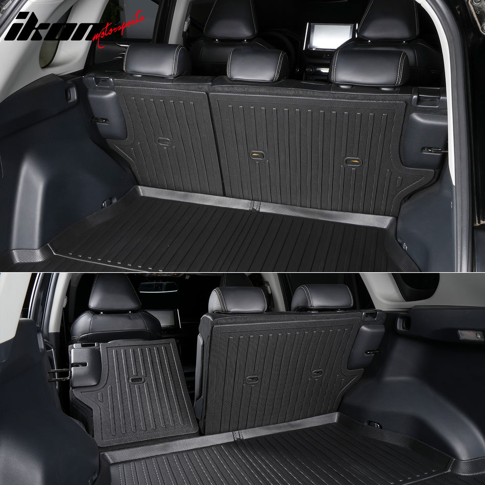 IKON MOTORSPORTS, Rear Seat Protector Backrest Cover Compatible With 2019-2024 Toyota RAV4 All Models (Include Hybrid and Prime), Black TPE Waterproof Seat Back Liners Mat Pad Interior Accessories 2PC