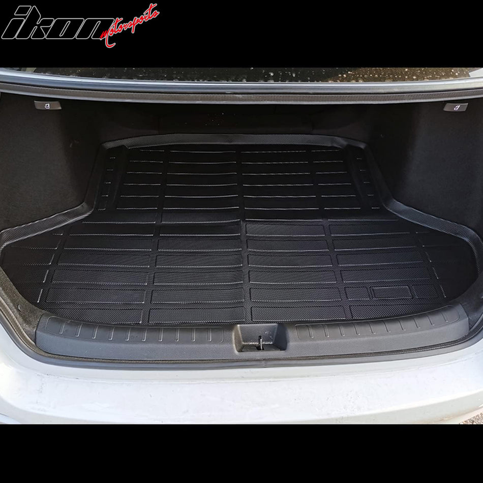 IKON MOTORSPORTS TPE Cargo Trunk Liner, Compatible with 2022-2024 Honda Civic 4-Door Sedan All Models, Custom Fit All Weather Protection Heavy Duty Rear Trunk Tray Cargo Mats Protector, Black