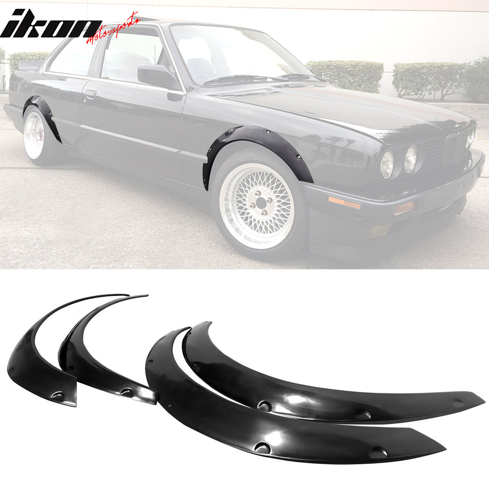 Fender Flares For 1984-1992 BMW E30 3-Series Coupe PU Black MDP Style