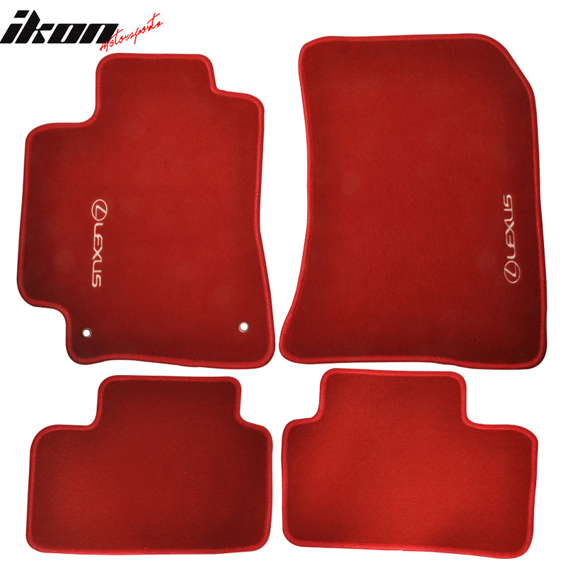 Red Nylon Floor Mats For Lexus IS300 2001-2005 – Front & Rear Set With Emblem