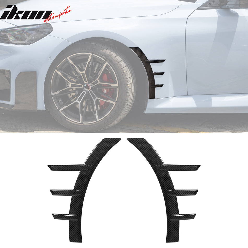 IKON MOTORSPRTS, Front Side Fender Spats Compatible With 2023-2024 BMW G87 M2, M Performance Style Air Vent Arched Fins Left Right Wheel Flare Molding Trim 2PC