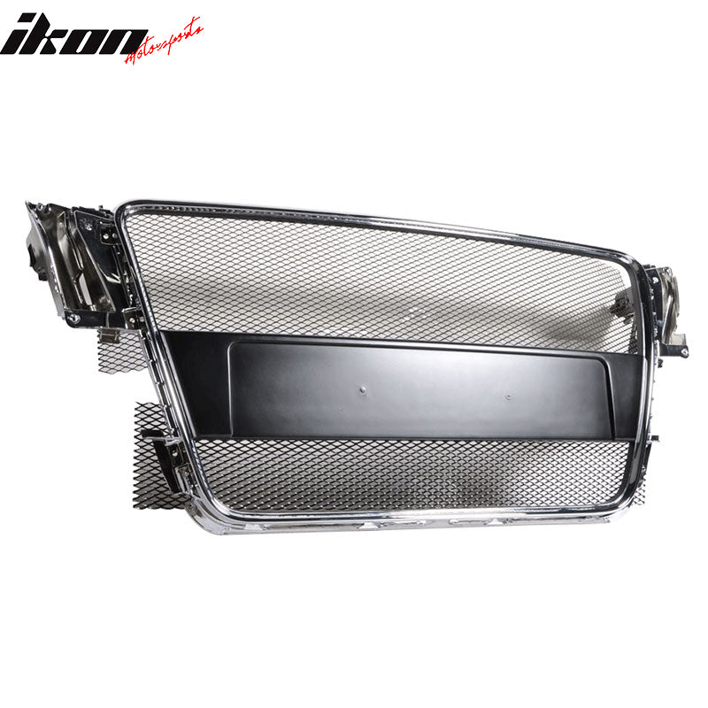 IKON MOTORSPORTS, Front Grille Compatible With 2008-2012 Audi A5 B8, Silver Front Bumper Hood Honeycomb Grille Grill Insert Added on Bodykit Replacement, 2009 2010 2011