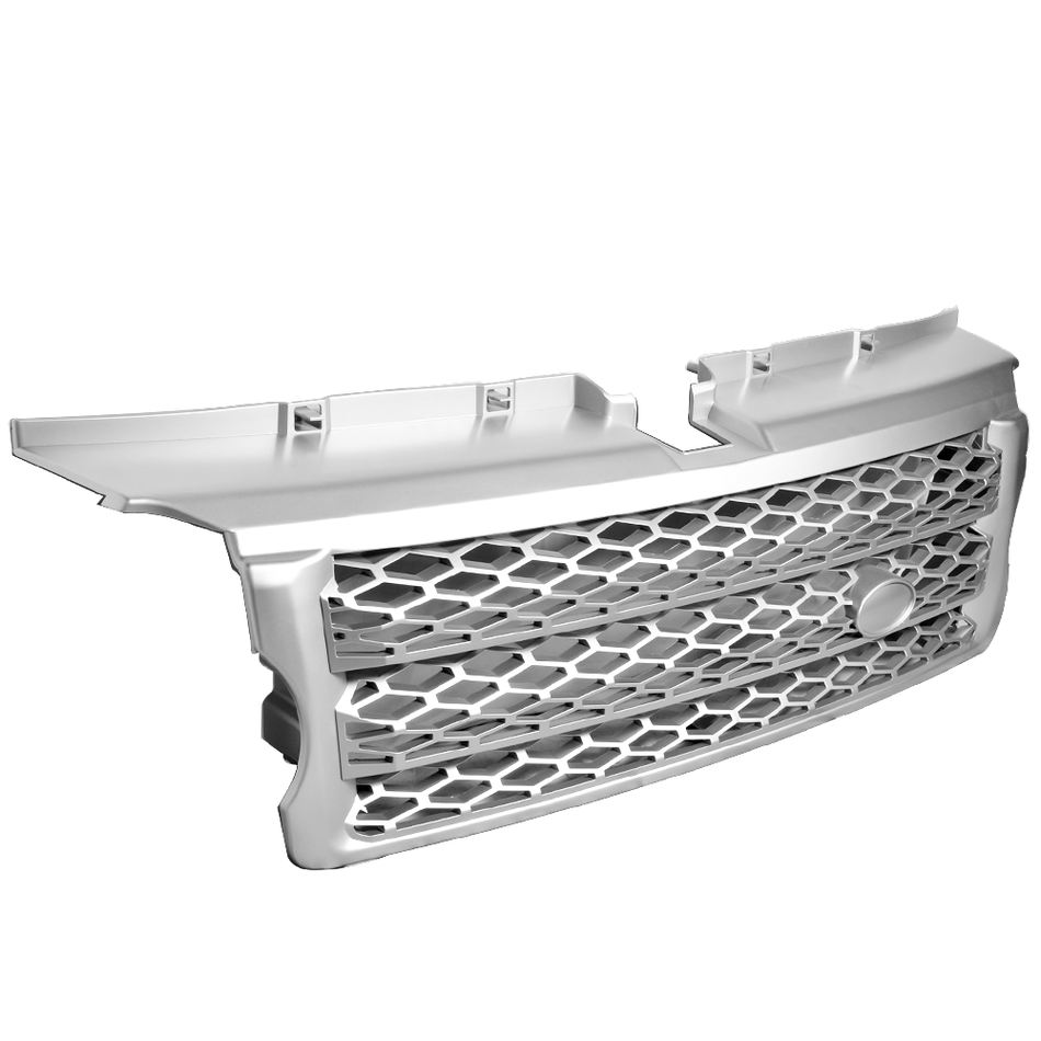 Compatible With 06-09 Land Range Rover Sport Mesh Front Hood Grille Silver