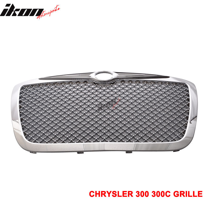 Compatible With 2005-2010 Chrysler 300C 300-C Chrome ABS Mesh Grill Grille + "S" Logo