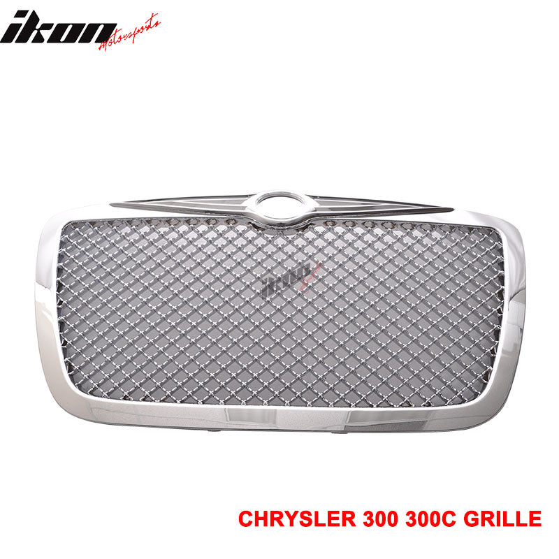 Fits 05-10 Chrysler 300 300-C Chrome ABS Front Bumper Mesh Grille + "S" Logo