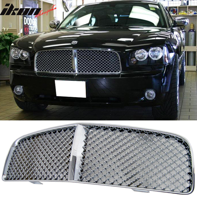 2006-2010 Dodge Charger Chrome Mesh Front Bumper Hood Grille Grill ABS