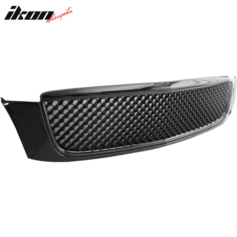 IKON MOTORSPORTS, Front Grille Compatible With 2000-2005 Cadillac Deville, Front Bumper Hood Grille Grill Replacement ABS Plastic Mesh Style, 2001 2002 2003 2004