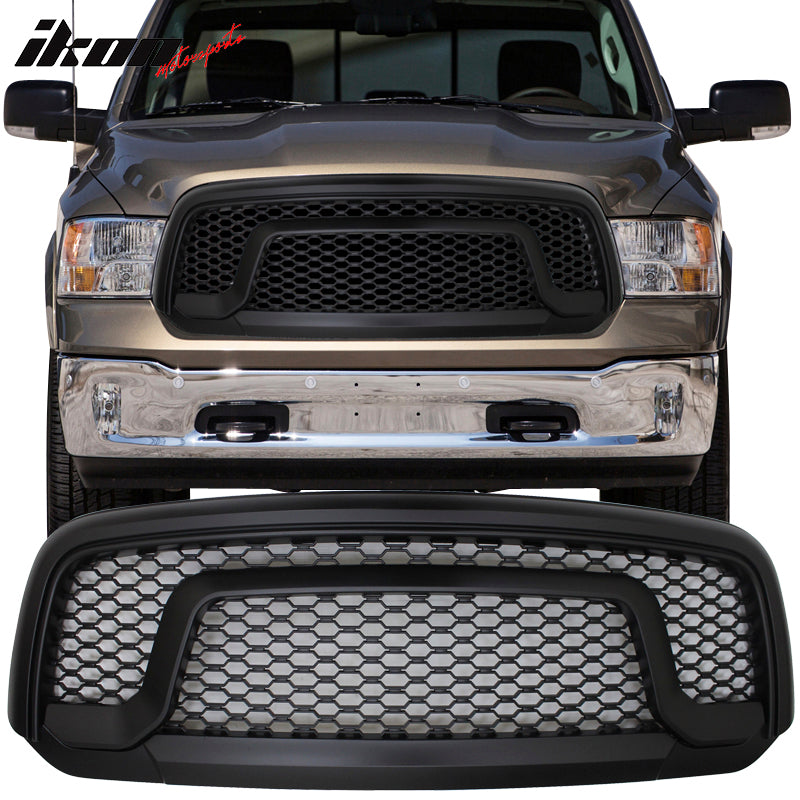 2013-2023 Dodge Ram 1500 Honeycomb R Style Black Front Grille ABS