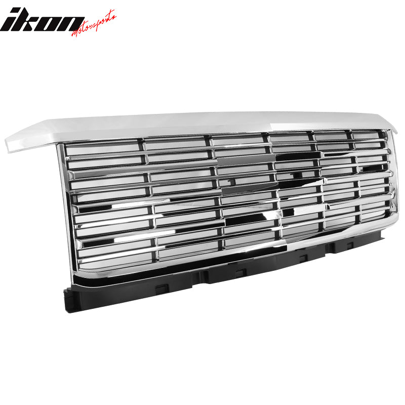 IKON MOTORSPORTS Grille Compatible With 2015-2019 Chevy Silverado 2500 2500HD 3500 3500HD, Front Upper Hood Conversion Grill Replacement