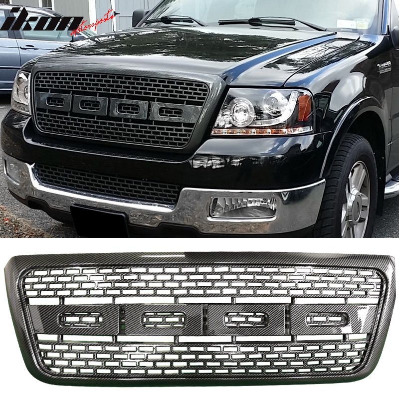 2004-2008 Ford F150 R Style Carbon Fiber Print Hood Bumper Grille